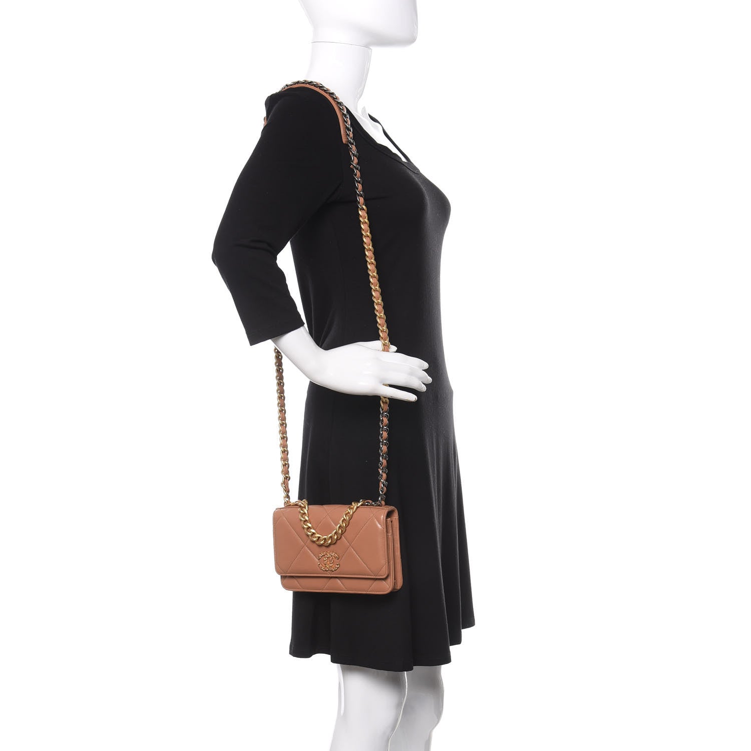Chanel Lambskin Quilted 19 Wallet On Chain WOC Brown 2 of 14