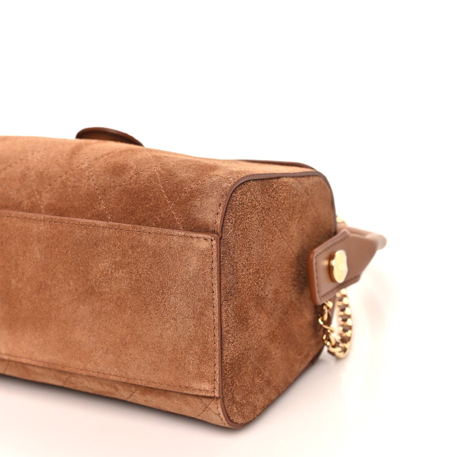 Chanel Suede Quilted Turn Around Clutch With Chain Camel 9 of 10