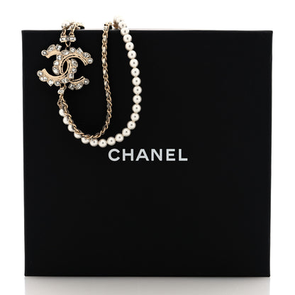 Chanel Pearl Crystal Metallic Lambskin CC Choker Necklace Gold 5 of 5