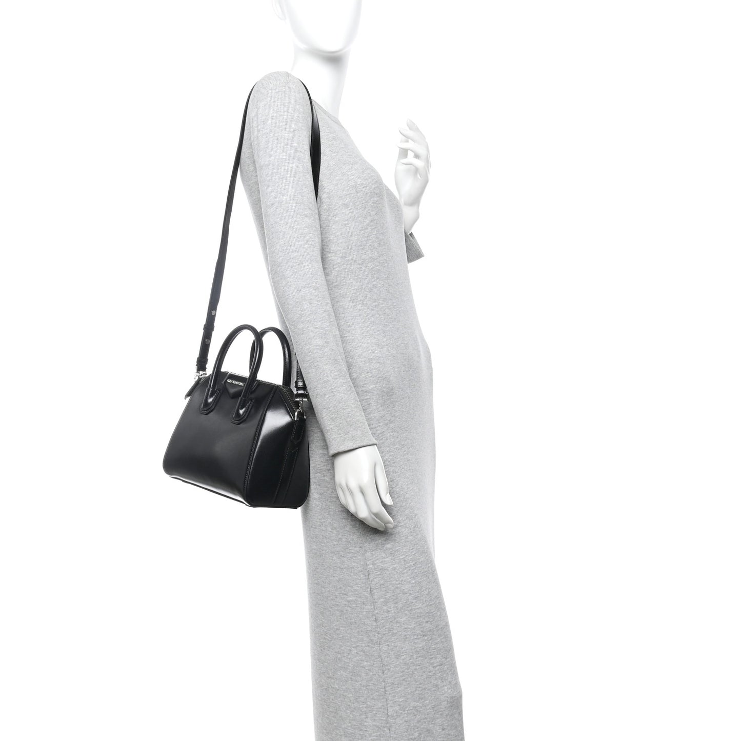 Shiny Lord Calfskin Mini Antigona Black