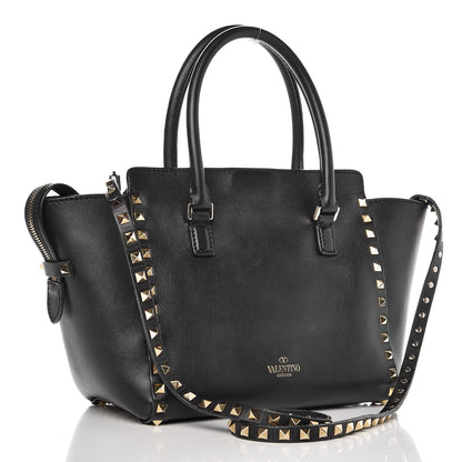 Valentino Garavani Vitello Small Rockstud Double Handle Tote Black 3 of 12