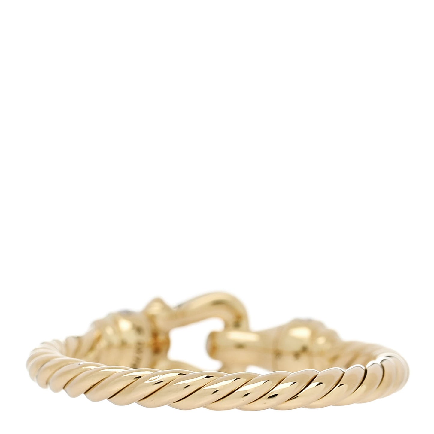 18K Yellow Gold Diamond Petite Buckle Cable Ring 52 6