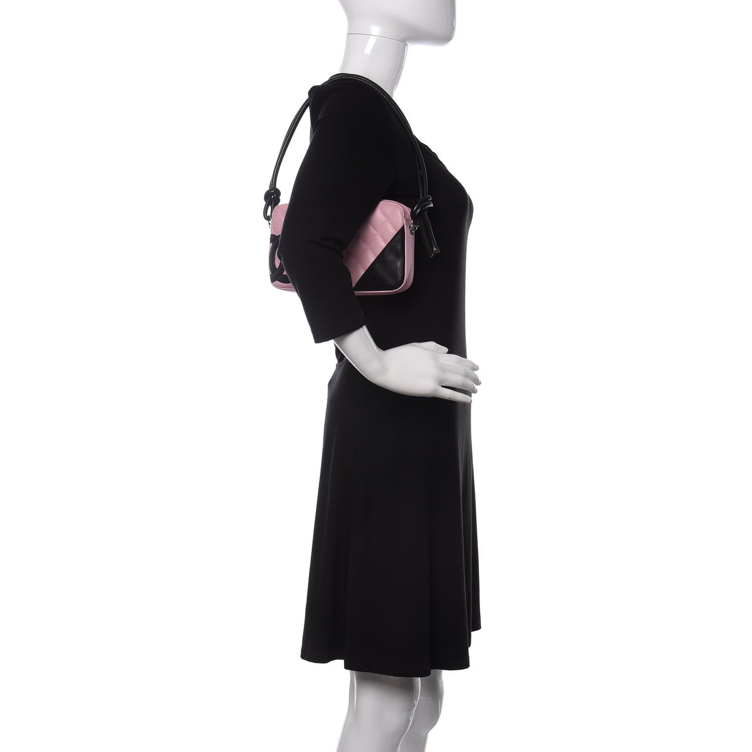Chanel Calfskin Quilted Cambon Pochette Pink Black 2 of 10