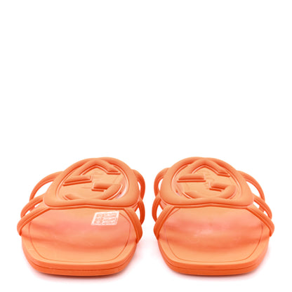 Gucci Rubber Interlocking G Womens Slide Sandals 38 Persimmon Orange 3 of 10