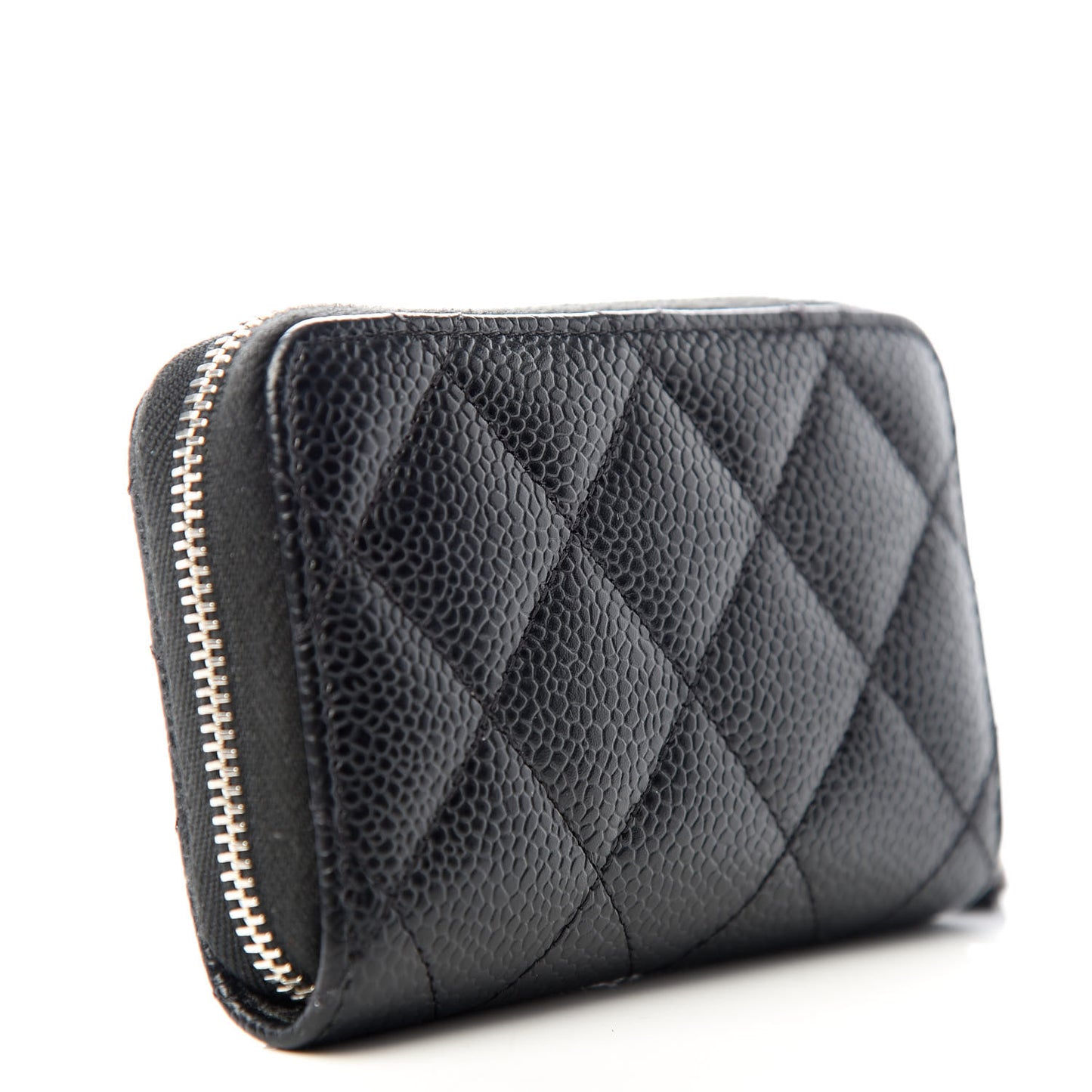 Caviar Quilted Zip Coin Purse Black