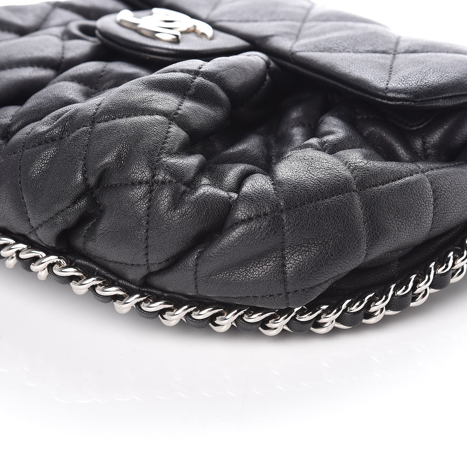 Chanel Washed Lambskin Quilted Medium Chain Around Messenger Black 6 of 10