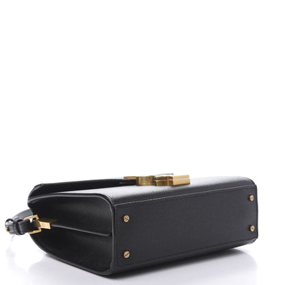 Saint Laurent Grain de Poudre Mini Classic Monogram Cassandra Top Handle Black Rouge Legion 4 of 9
