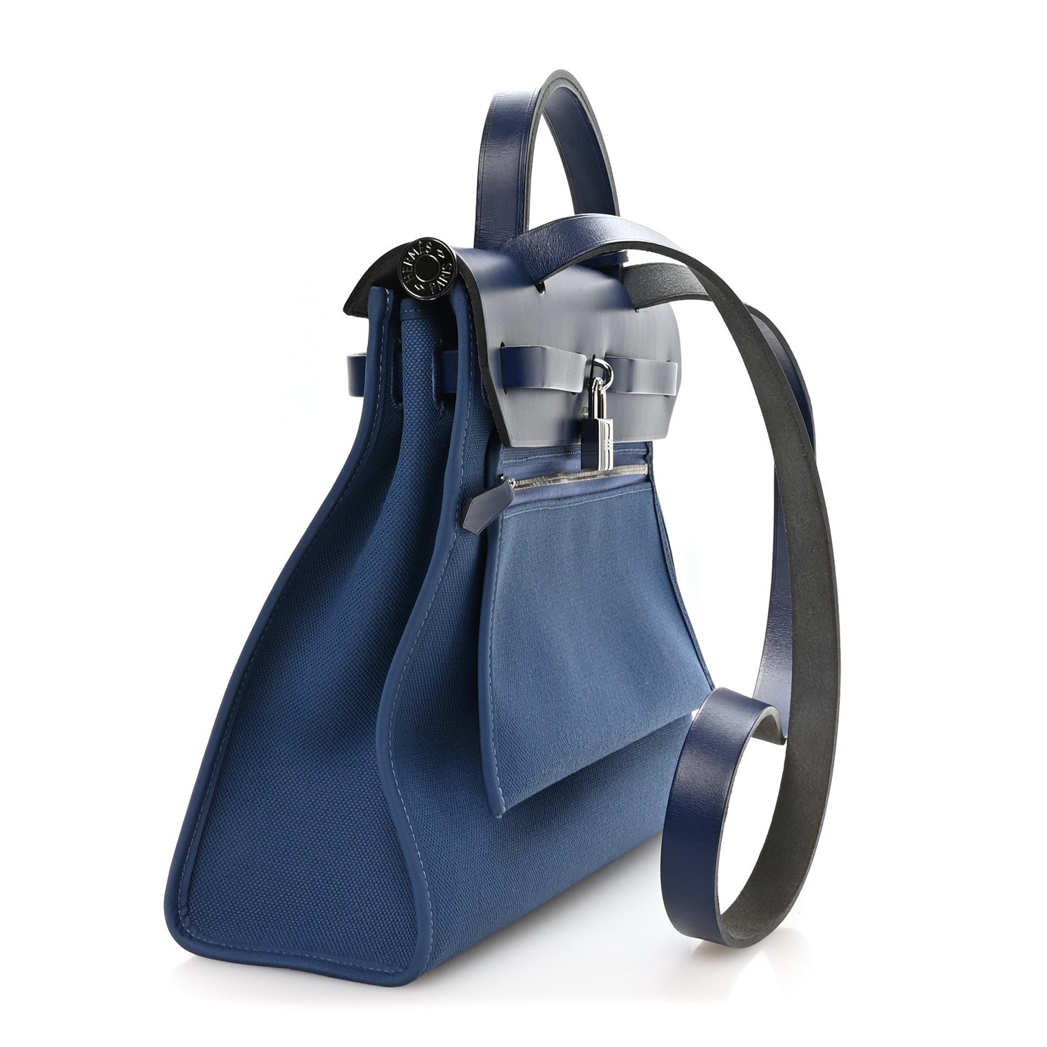 Hermes Military Toile Vache Hunter Herbag Zip 31 PM Bleu Brighton Bleu Saphir 3 of 10