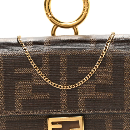 Fendi Glazed Fabric FF 1974 Nano Baguette Charm Mogano Panna 8 of 11