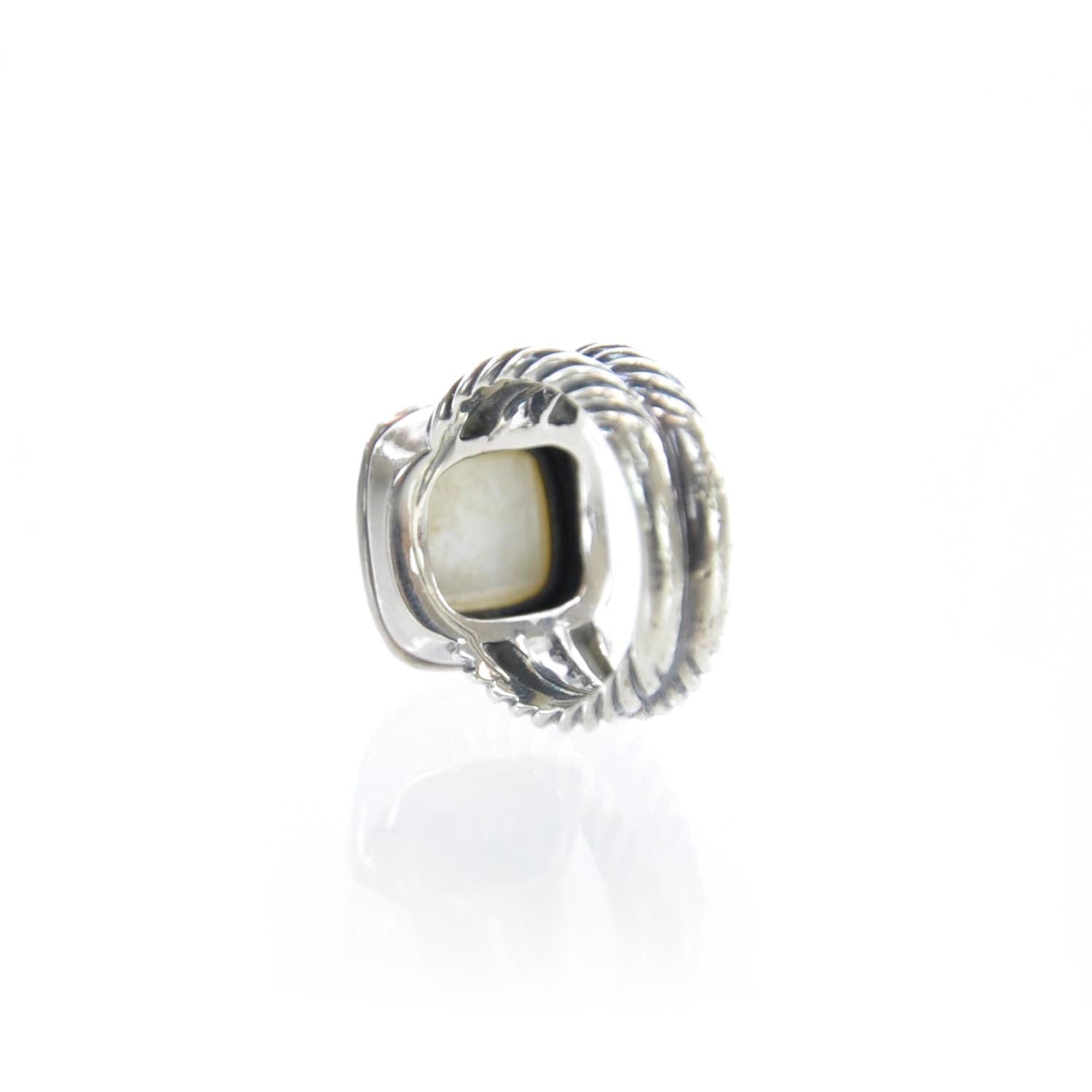David Yurman Sterling Silver Diamond Mother of Pearl 11mm Albion Ring 52 6 5 of 5