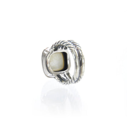 David Yurman Sterling Silver Diamond Mother of Pearl 11mm Albion Ring 52 6 5 of 5
