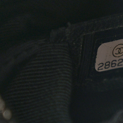 Chanel Calfskin Wool Felt Embossed Small Gabrielle Logo Hobo Black 7 of 14