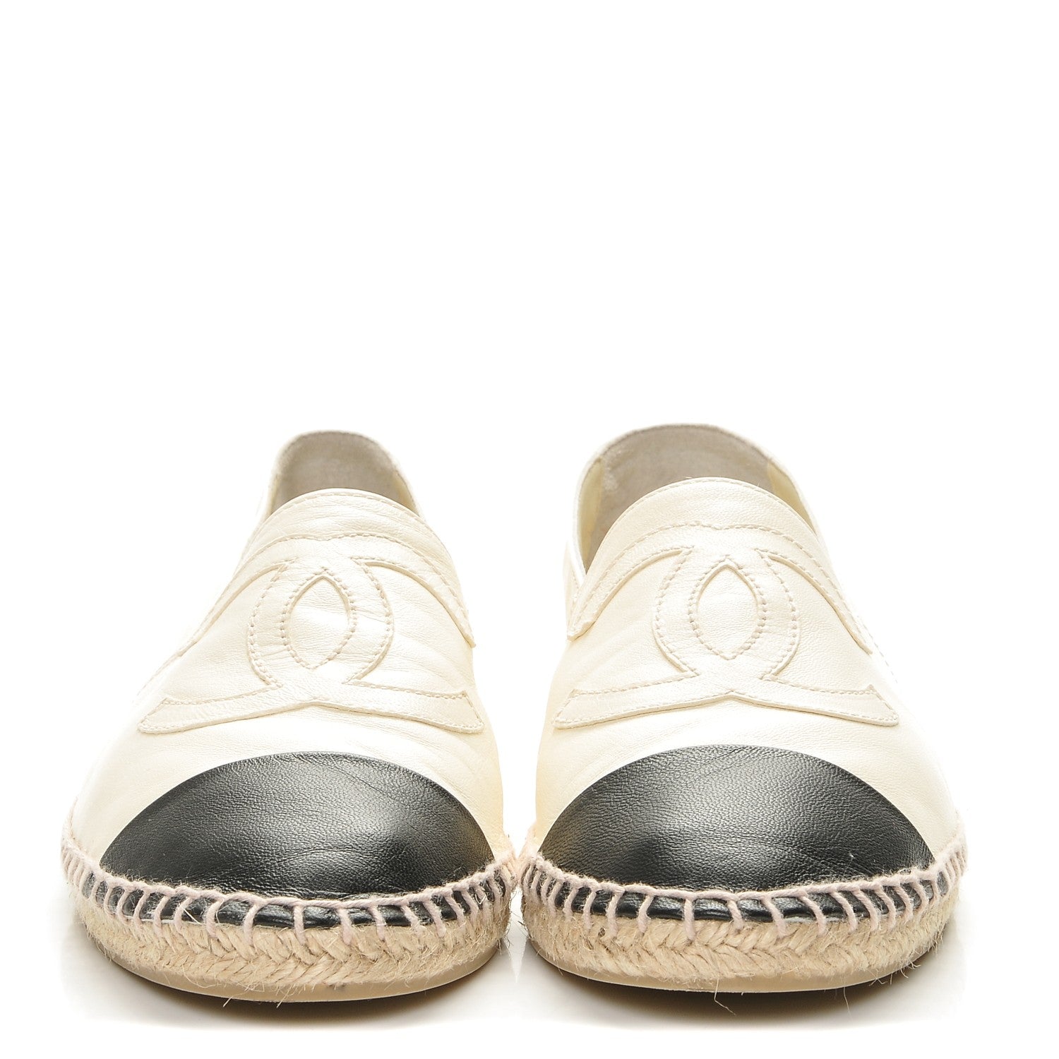 Chanel Lambskin CC Espadrilles 38 White Black 2 of 16