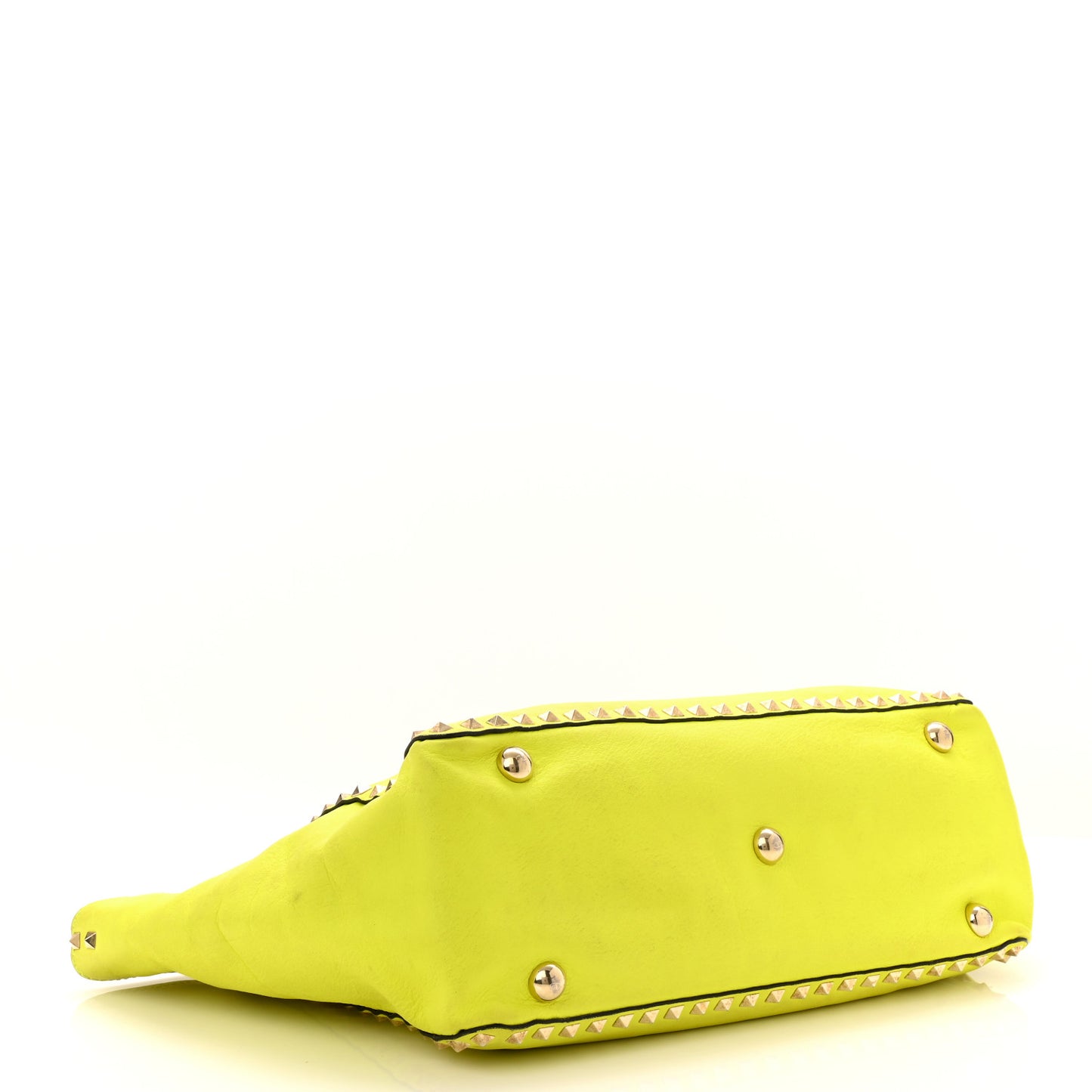 Vitello Medium Rockstud Tote Yellow Fluo