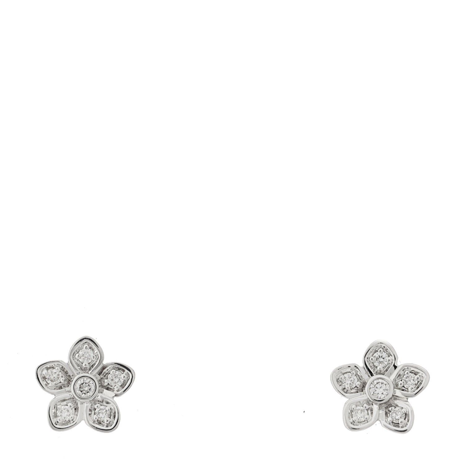 Graff 18K White Gold Diamond Petite Pave Flower Earrings 1 of 5