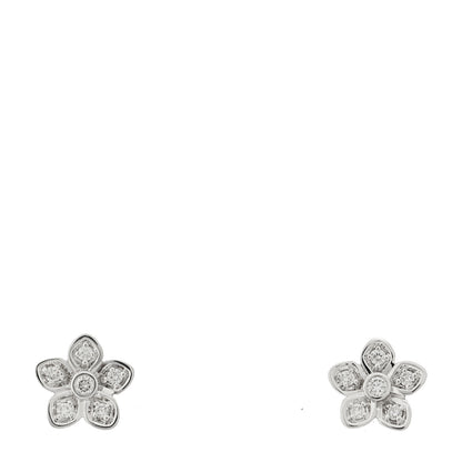 Graff 18K White Gold Diamond Petite Pave Flower Earrings 1 of 5