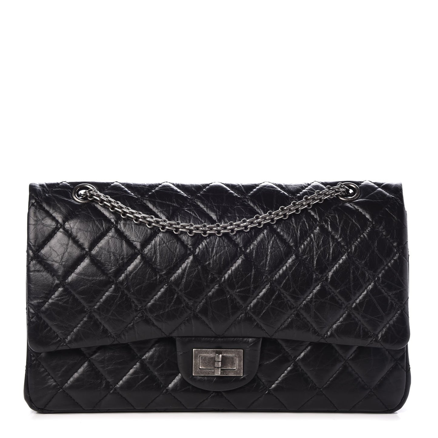 Aged Calfskin Quilted 2.55 Reissue 227 Flap Black