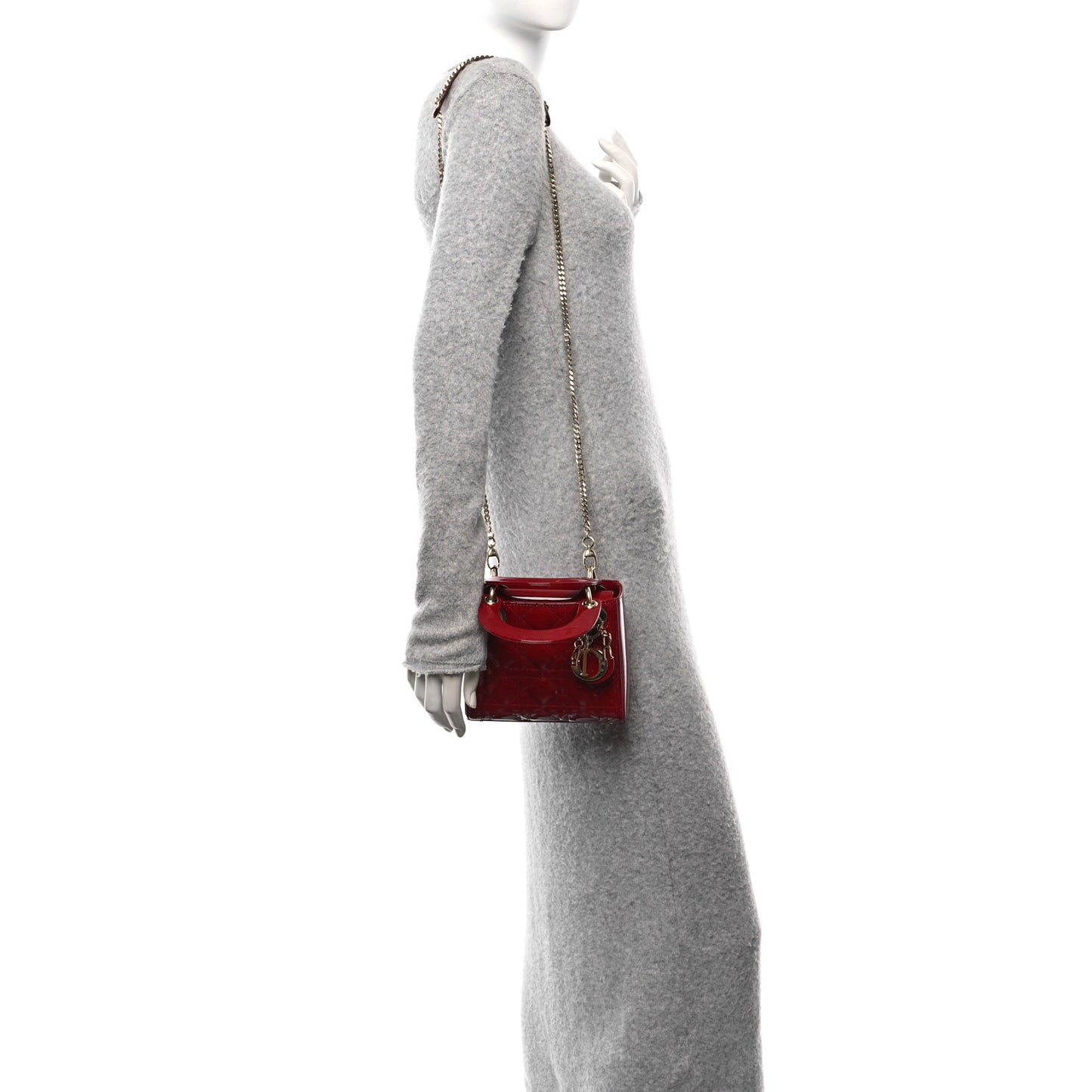 Patent Cannage Mini Lady Dior Red