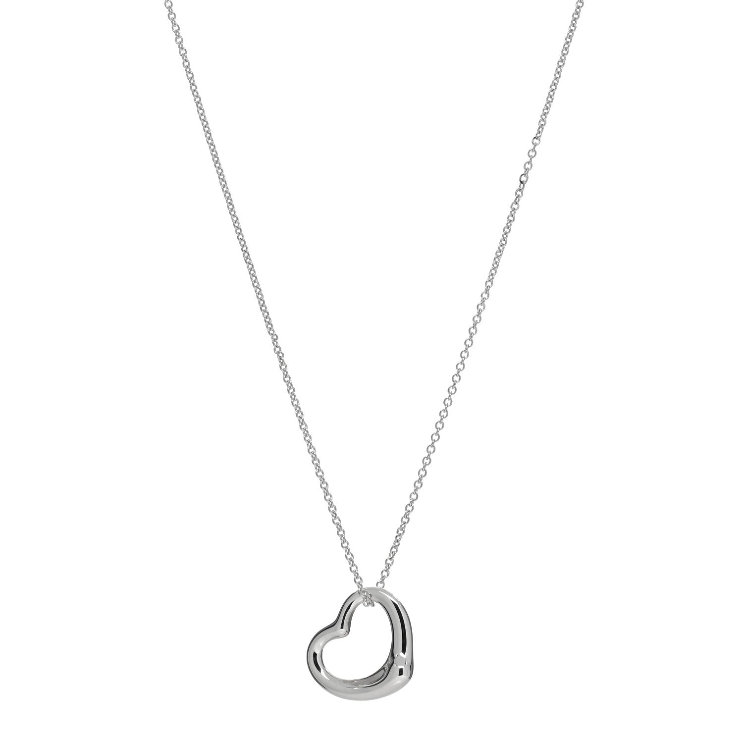 Tiffany Sterling Silver 22mm Elsa Peretti Open Heart Pendant Necklace 1 of 4