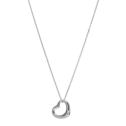 Tiffany Sterling Silver 22mm Elsa Peretti Open Heart Pendant Necklace 1 of 4