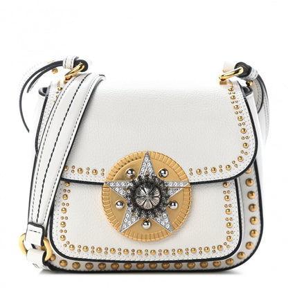 Miu Miu Madras Soft Calfskin Crystal Embellished Dahlia Shoulder Bag White 1 of 11