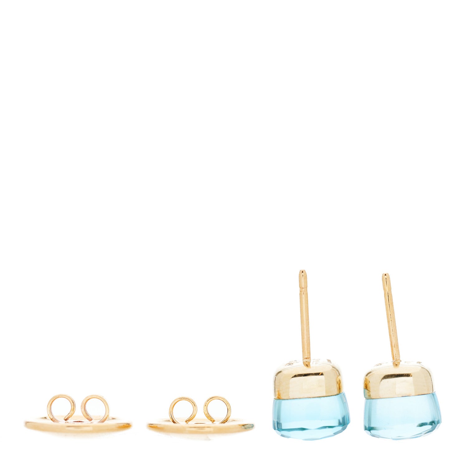 Pomellato 18K Rose Gold Blue Topaz Classic Nudo Stud Earrings 3 of 5