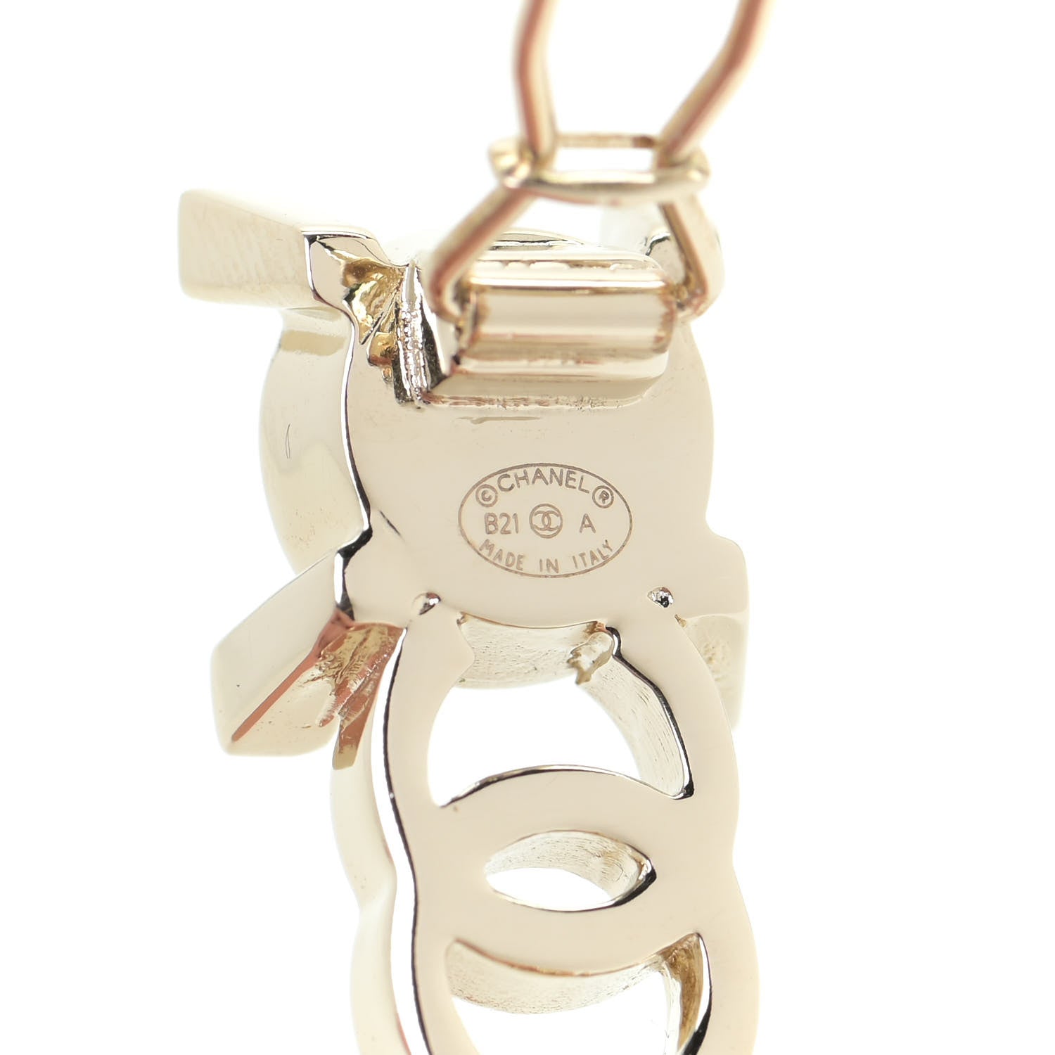Chanel Pearl Crystal CC Hair Clip Gold 4 of 4