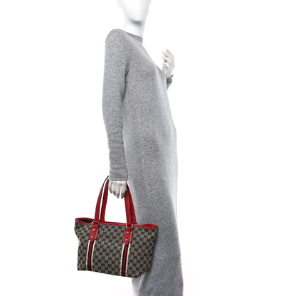 Gucci Monogram Medium Jolicoeur Tote Navy Red 2 of 14