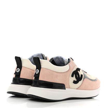 Chanel Mesh Suede Calfskin Grained Calfskin Womens CC Sneakers 36.5 Pink 4 of 7
