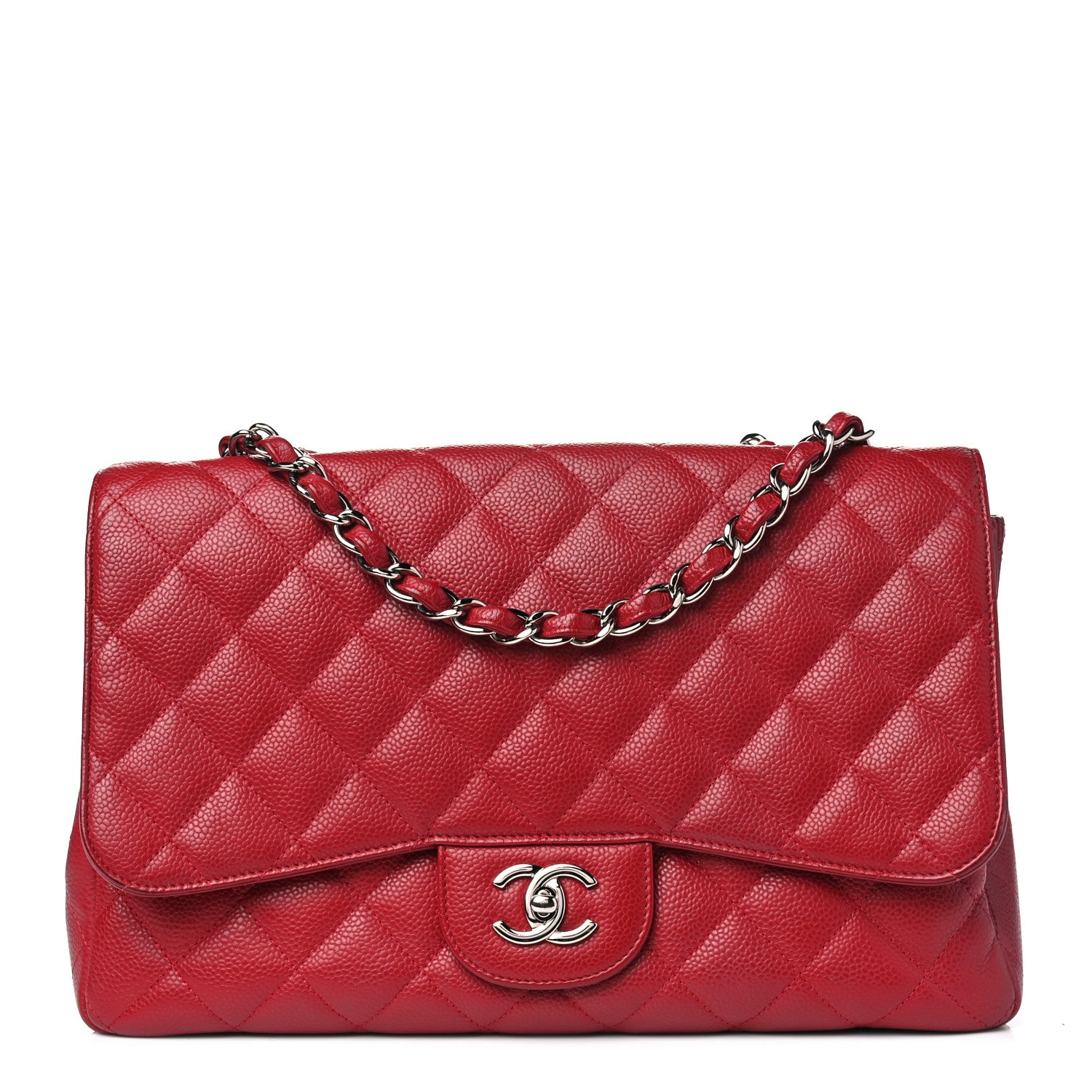 Chanel Caviar Quilted Jumbo Single Flap Red 1 of 4