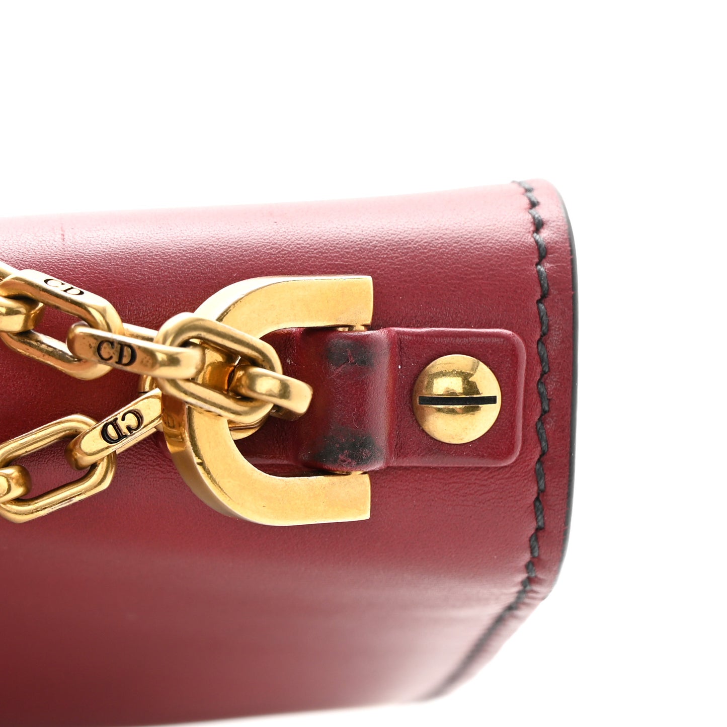 Calfskin J'Adior Chain Flap Bag Red