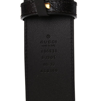 Gucci Textured Calfskin Double G 40mm Belt 80 32 Dark Cocoa 3 of 4