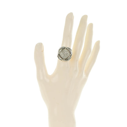 David Yurman Sterling Silver Pave Diamond 14mm Infinity Ring 53 6.5 2 of 5