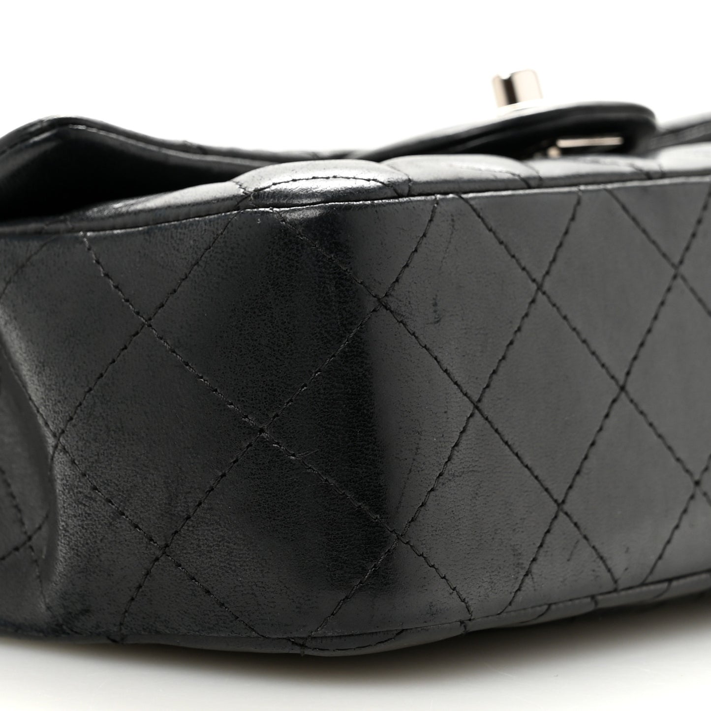 Lambskin Quilted Mini Rectangular Flap Black