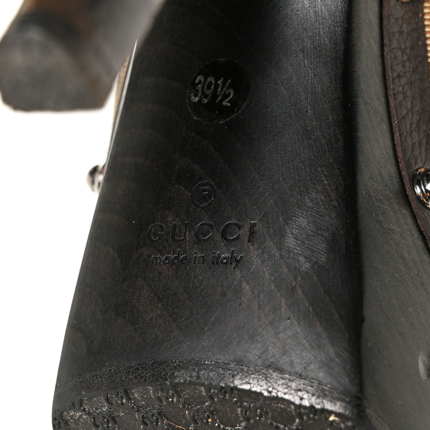 Gucci Monogram Cellarius Soft Calfskin Icon Bit Platform High Heel Slides 39.5 Beige Ebony Cocoa 6 of 10