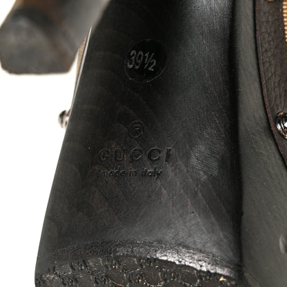 Gucci Monogram Cellarius Soft Calfskin Icon Bit Platform High Heel Slides 39.5 Beige Ebony Cocoa 6 of 10