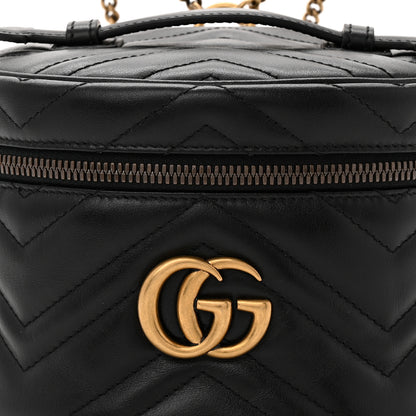 Gucci Calfskin Matelasse Chevron Mini GG Marmont Top Handle Bag Black 8 of 10