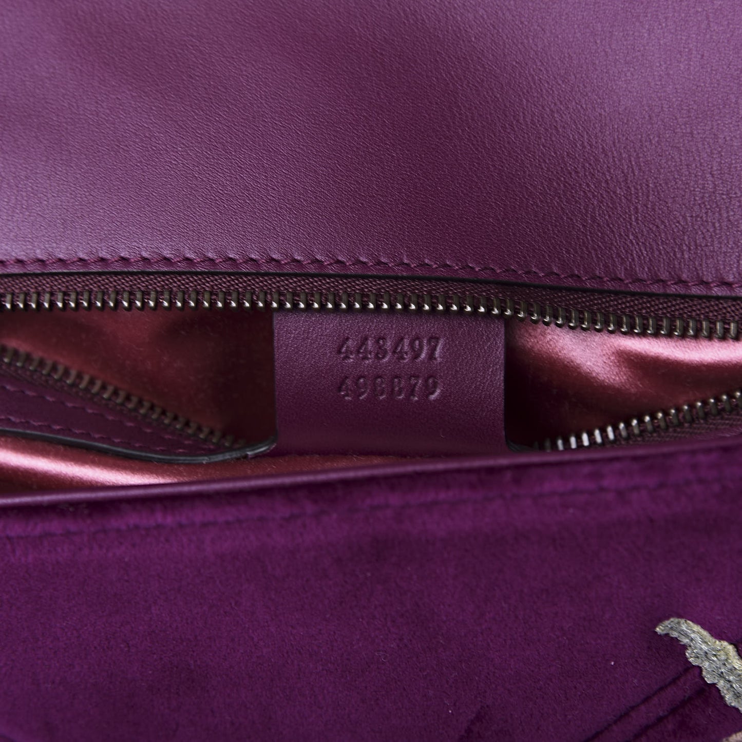 Velvet Matelasse Embroidered Small GG Marmont Shoulder Bag Fuchsia Violet Cyclamen