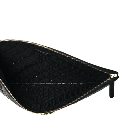Chanel Lambskin Quilted Large Boy Zip Pouch Black 9 of 12