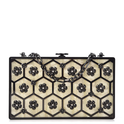 Chanel Plexiglass Brass Camelia Minaudiere Clutch Black 1 of 8
