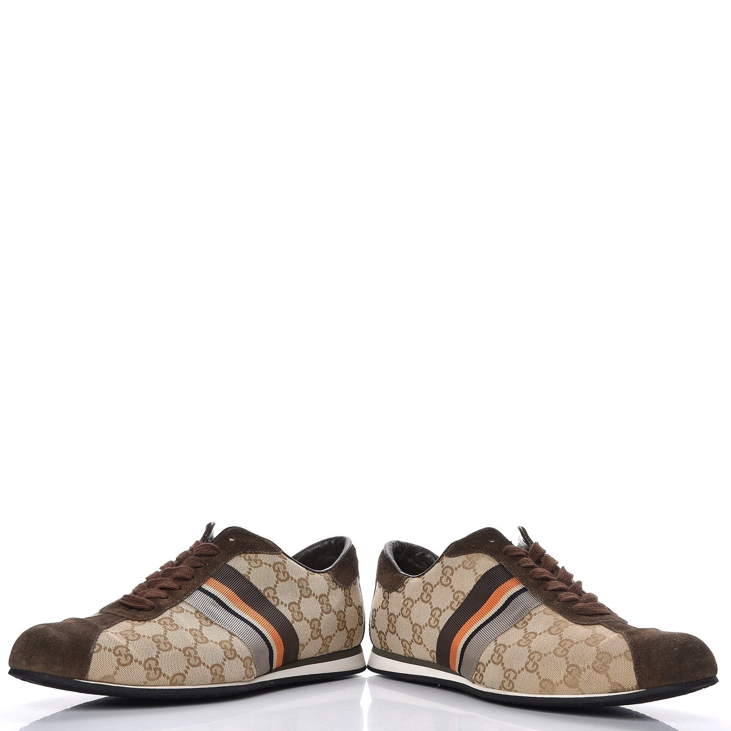 GG Monogram Suede Web Mens Sneakers 10 Brown