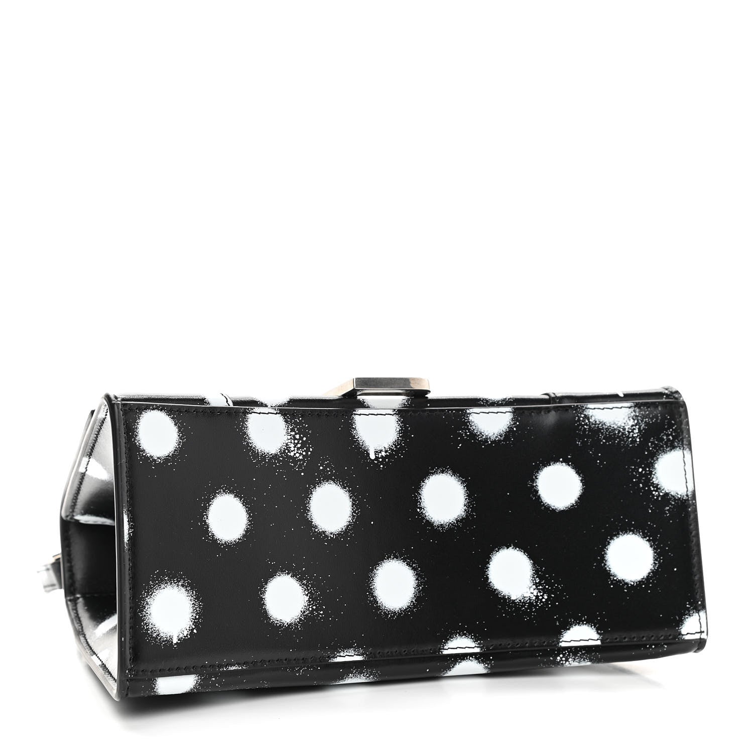 Balenciaga Smooth Calfskin Spray Polka Dot Small Hourglass Top Handle Bag Black White 4 of 10