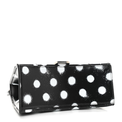 Balenciaga Smooth Calfskin Spray Polka Dot Small Hourglass Top Handle Bag Black White 4 of 10
