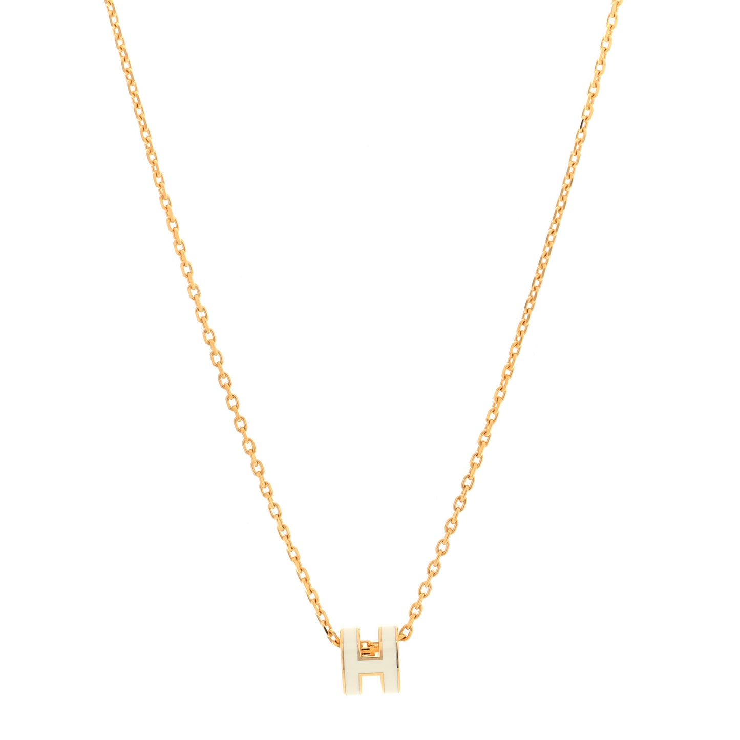 Lacquered Rose Gold Mini Pop H Pendant Necklace White