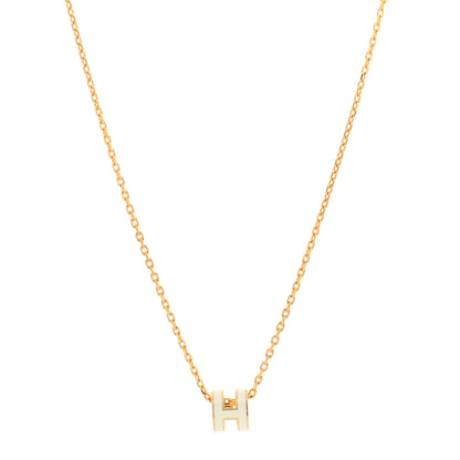 Hermes Lacquered Rose Gold Mini Pop H Pendant Necklace White 1 of 6