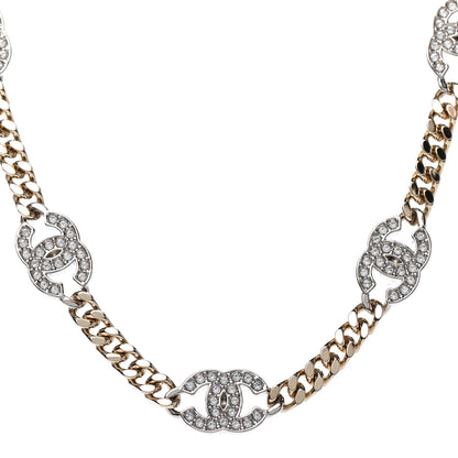 Chanel Crystal Chain CC Choker Gold Silver 1 of 4