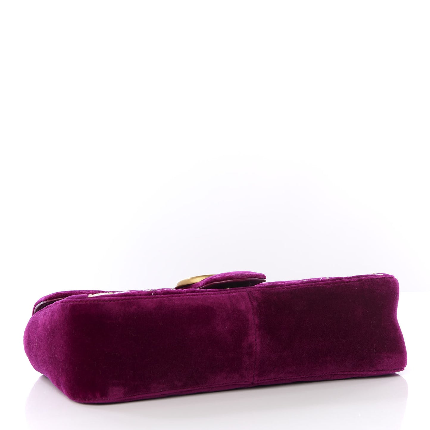 Velvet Matelasse Embroidered Small GG Marmont Shoulder Bag Fuchsia Violet Cyclamen