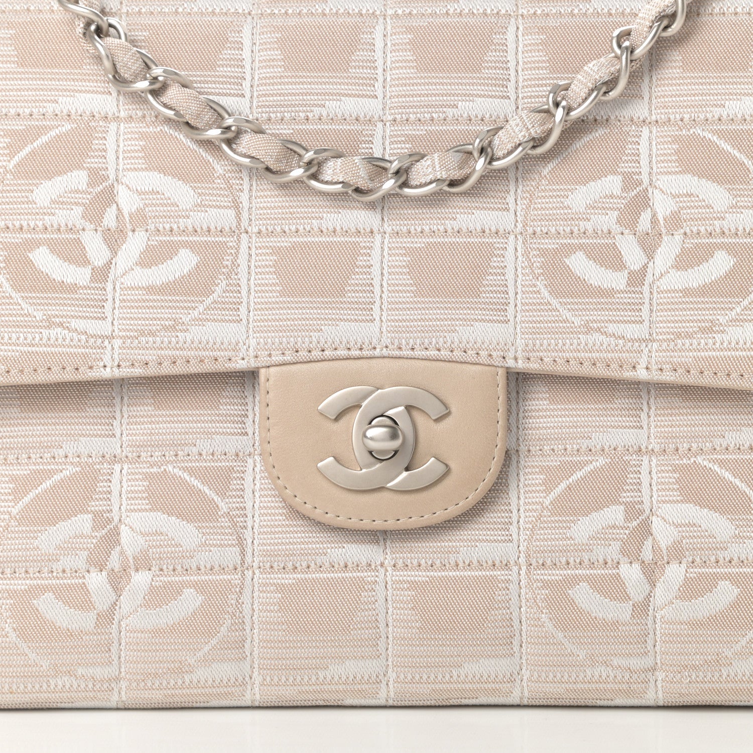 Chanel Nylon Medium Travel Flap Light Beige 8 of 13