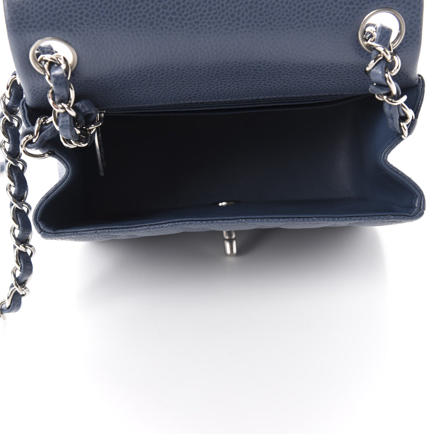 Caviar Quilted Mini Square Flap Dark Blue
