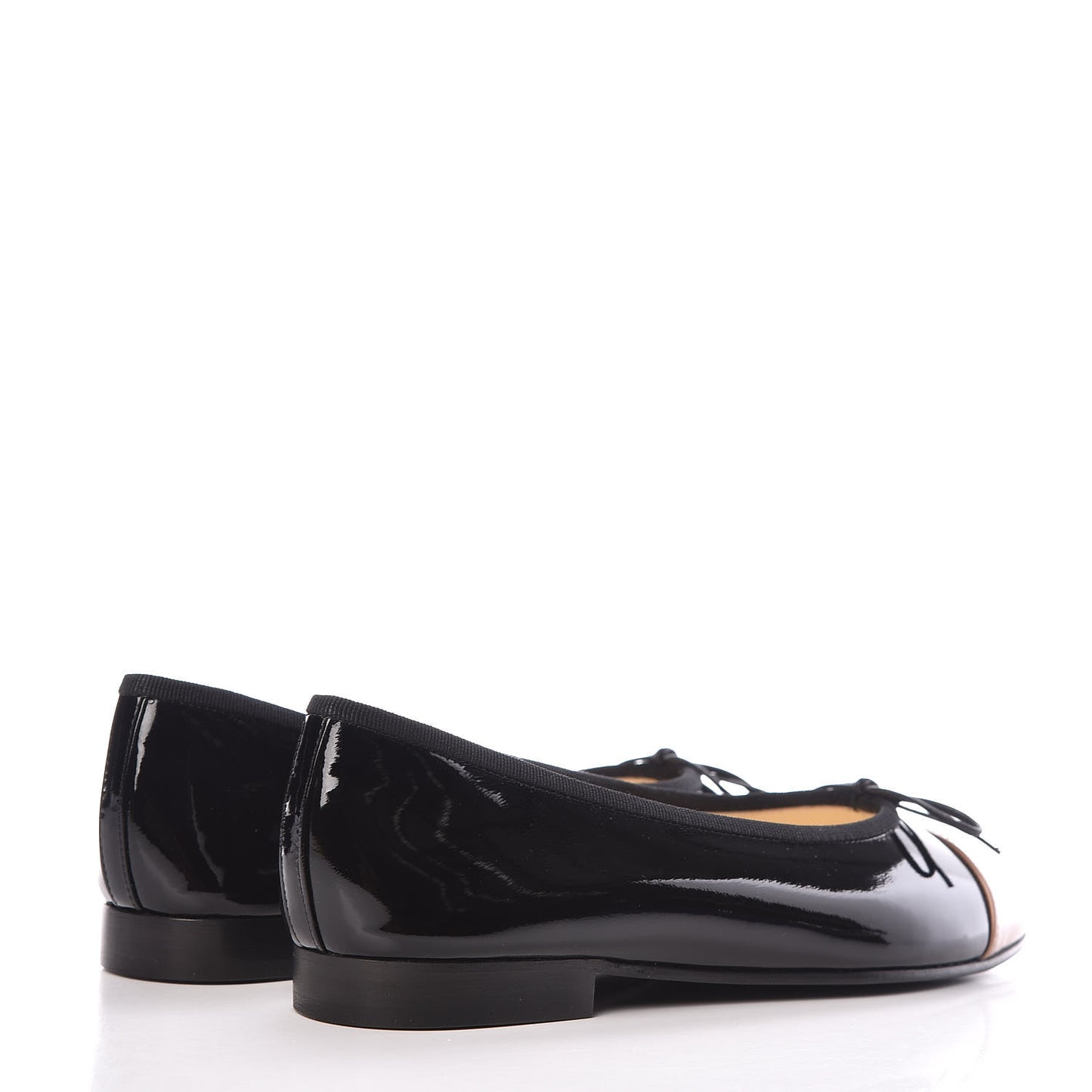 Patent CC Cap Toe Ballerina Flats 36.5 Black Beige